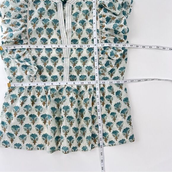 OLIPHANT flirty tie top in blue/gold lotus Size S - Picture 9 of 9